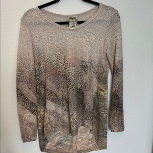Vocal Lightweight Long Sleeve Shirt Y2K Edgy Sheer Lace Snake Print Mixed Media
